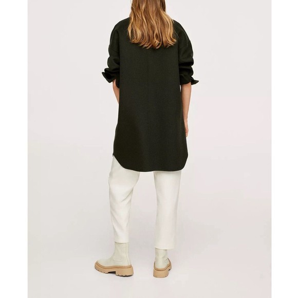 MNG By Mango Army Green Military Style Long Sleeve Collared Coat Size medium - Picture 10 of 16